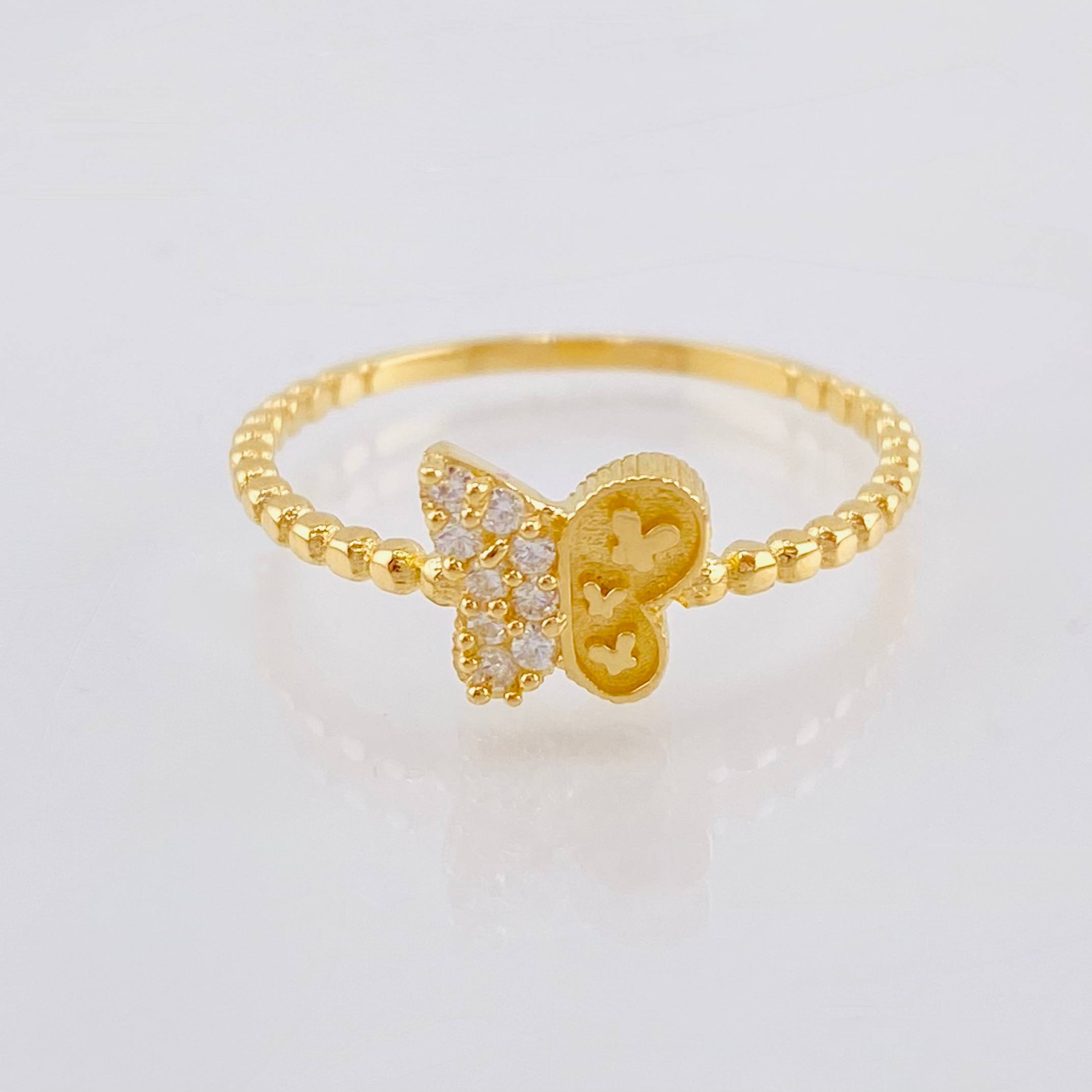 Anillo Mariposa Mate 1.4gr / T7 1/2 / Oro Amarillo 18K