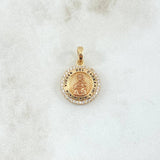Pendant Virgen del Carmen 2.45gr / 2cm / White Zircons Two-tone Yellow and Rose Gold 18K *