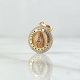 Pendant Virgen del Carmen 2.45gr / 2cm / White Zircons Two-tone Yellow and Rose Gold 18K *