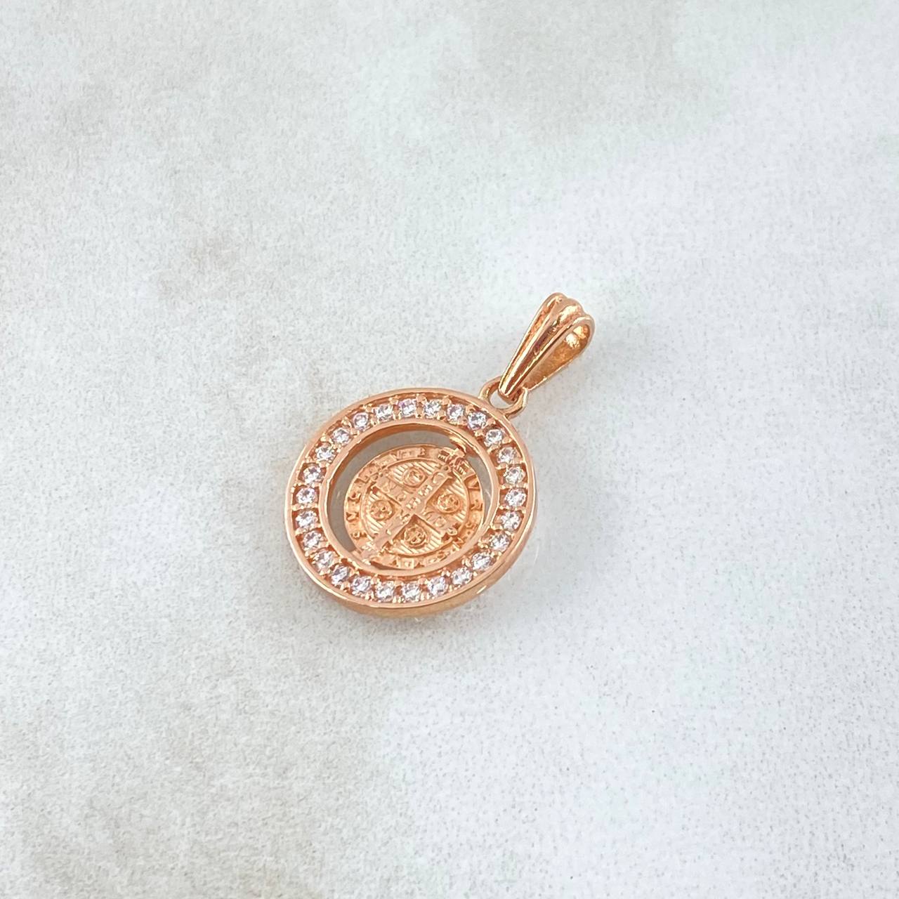 Pendant Saint Benedict On Mobile Hoop 1.9gr / 2.3cm / White Zircons 18K Rose Gold *