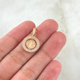 Pendant Saint Benedict On Mobile Hoop 1.9gr / 2.3cm / White Zircons 18K Rose Gold *