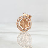 Pendant Saint Benedict On Mobile Hoop 1.9gr / 2.3cm / White Zircons 18K Rose Gold *