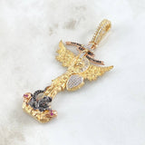 Pendant San Miguel Arcagel 18.4gr / 7.2cm / White Zircon Silhouette Two Yellow Rose Gold 18K *