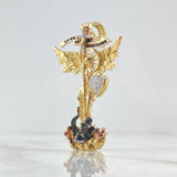 Pendant San Miguel Arcagel 18.4gr / 7.2cm / White Zircon Silhouette Two Yellow Rose Gold 18K *