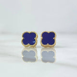 Topos Trébol VCyA 2.15gr / 8mm Azul Punteado Broche Mariposa Oro Amarillo 18K *