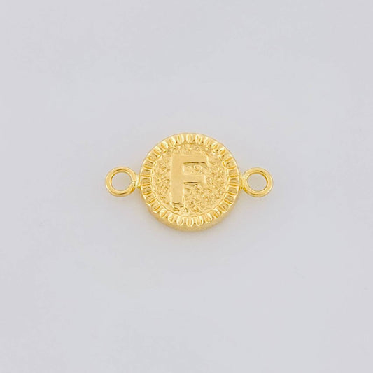 Herraje Letra F Marco Bordeado 0.55g / 3/4 in Oro Amarillo 18K