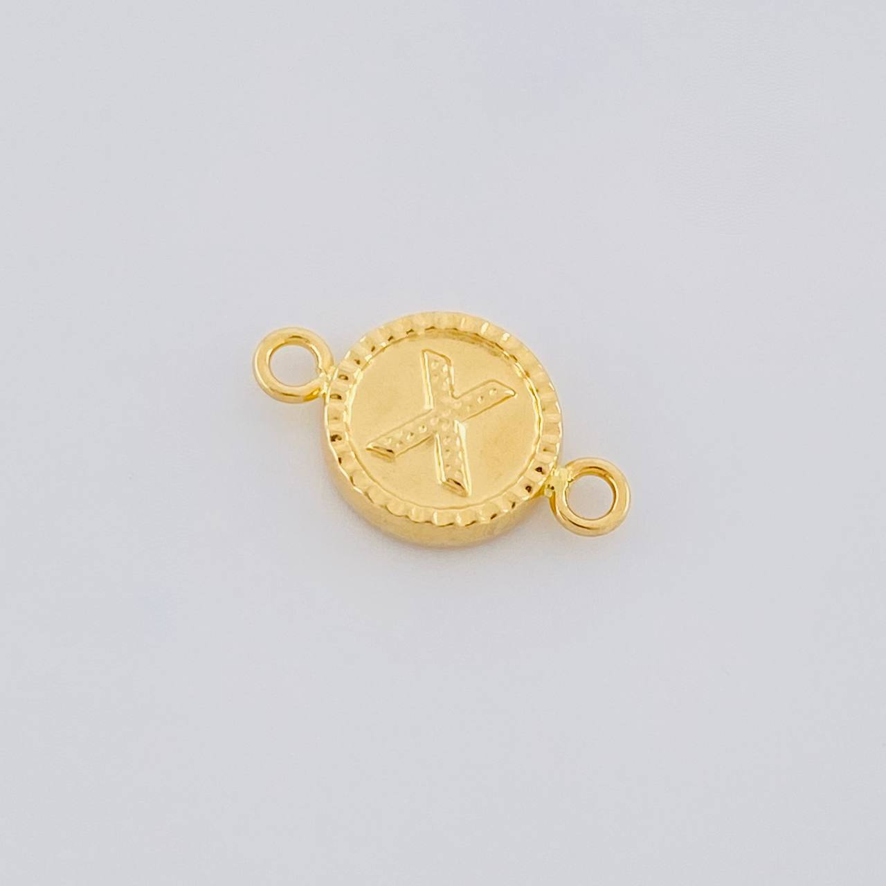 Herraje Letra X Doble Textura 0.6g / 3/4 in Oro Amarillo 18K