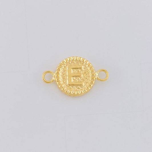 Herraje Letra E Marco Bordeado 0.6g / 3/4 in Oro Amarillo 18K