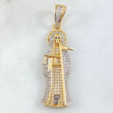 Dije Santa Muerte 7.35gr / 4.8cm-Circones Blancos Dos Oros Amarillo Blanco 18K