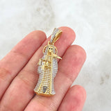 Dije Santa Muerte 7.35gr / 4.8cm-Circones Blancos Dos Oros Amarillo Blanco 18K
