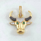 Pendant 5.4gr / 1.1in / White, Black, Green Zircons 18K Gold