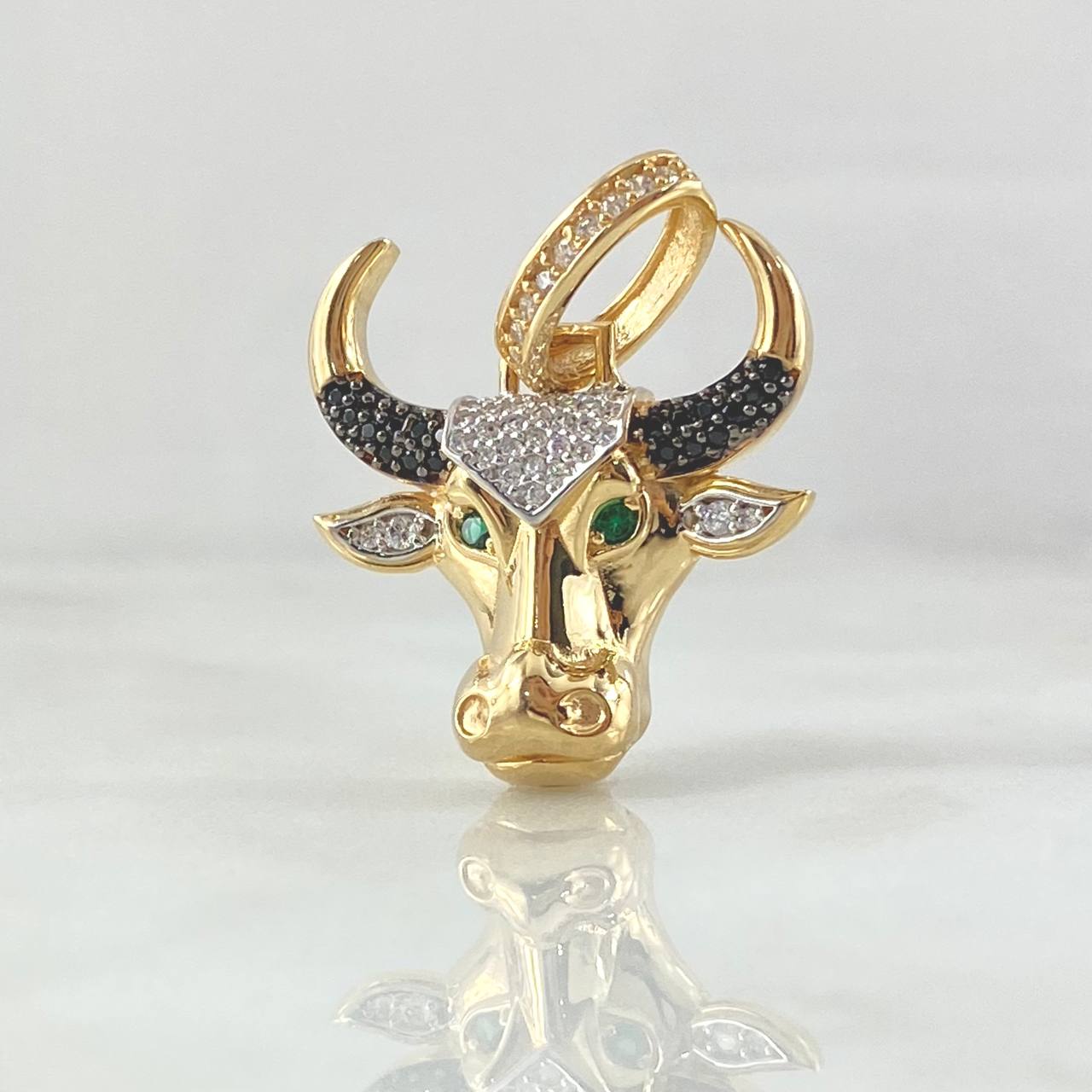 Pendant 5.4gr / 1.1in / White, Black, Green Zircons 18K Gold