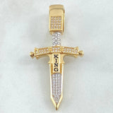 Dije Espada  6.8gr / 5cm-Circones Blancos Dos Oros Amarillo Blanco 18K