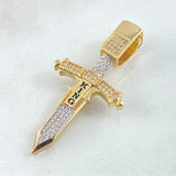 Dije Espada  6.8gr / 5cm-Circones Blancos Dos Oros Amarillo Blanco 18K