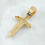 Dije Espada  6.8gr / 5cm-Circones Blancos Dos Oros Amarillo Blanco 18K