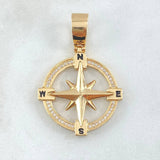 Pendant Compass 7.95gr / 1.6in-White Zirconia 18K Gold