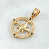Pendant Compass 7.95gr / 1.6in-White Zirconia 18K Gold