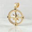 Pendant Compass 7.95gr / 1.6in-White Zirconia 18K Gold