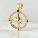 Pendant Compass 7.95gr / 1.6in-White Zirconia 18K Gold