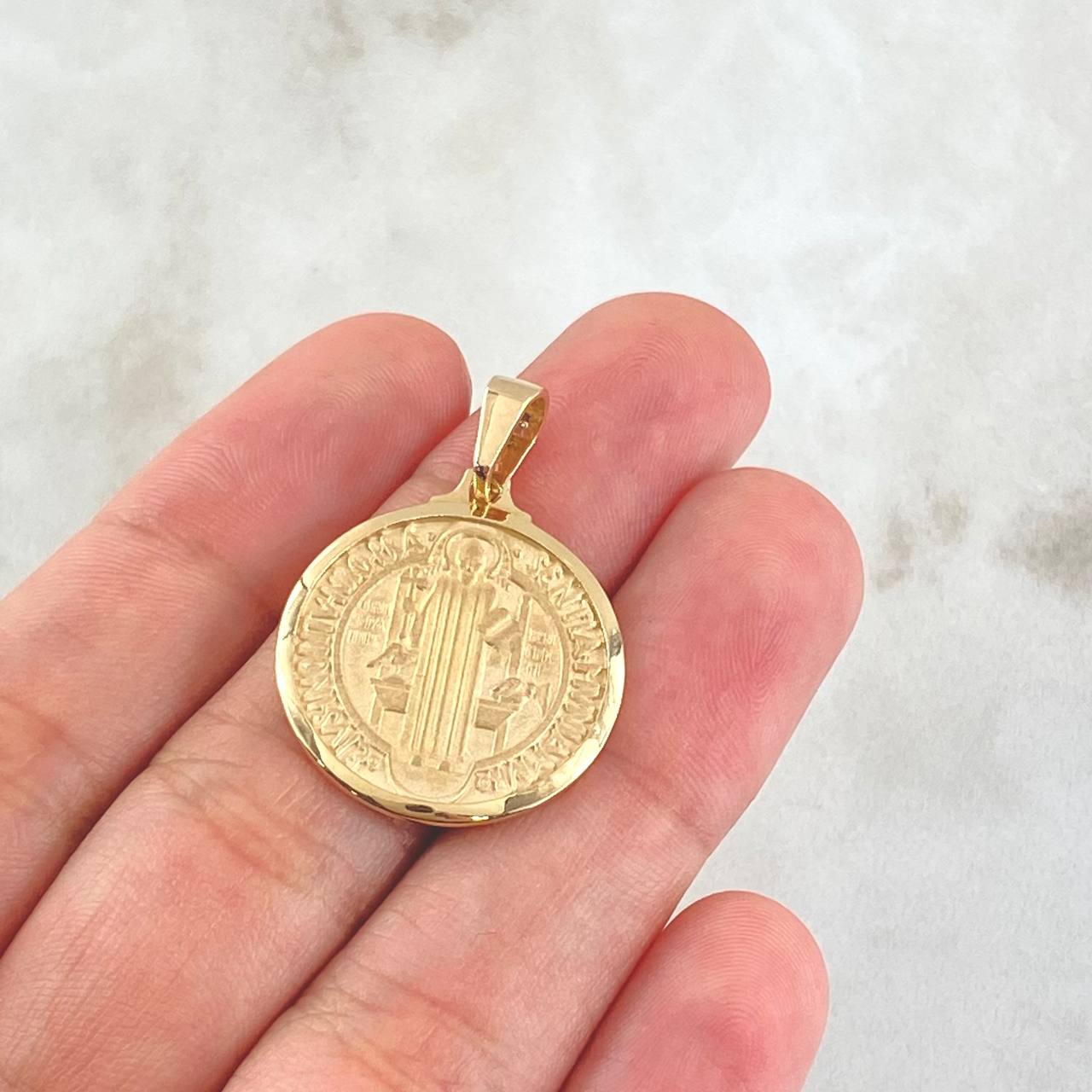 Dije San Benito 5gr / 3.1cm-Mate Oro Amarillo 18K