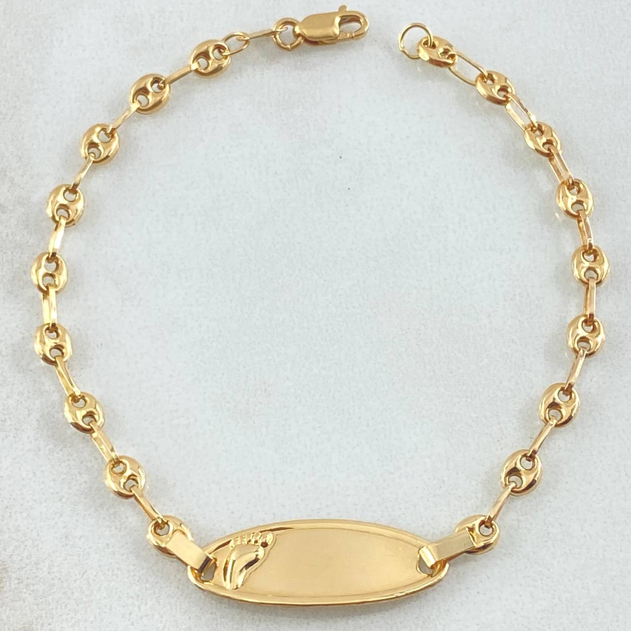 Baby Bracelet GC Oval Plate Foot 1.95gr / 6.1in / 18K Gold ©