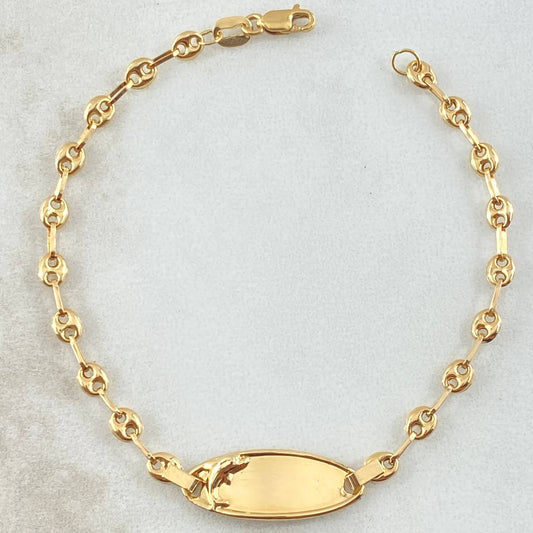 Baby Bracelet Oval Plate Dolphin 1.95gr / 5.9in / 18K Gold
