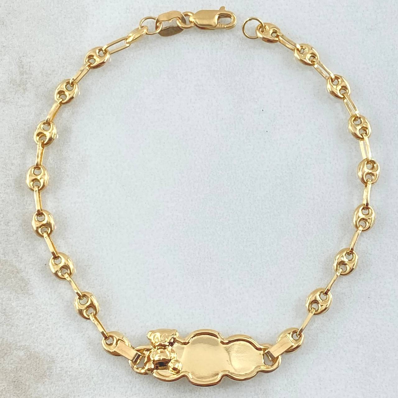 Baby Bracelet Cloud Bear Plate 1.95gr / 5.9in / 18K Gold
