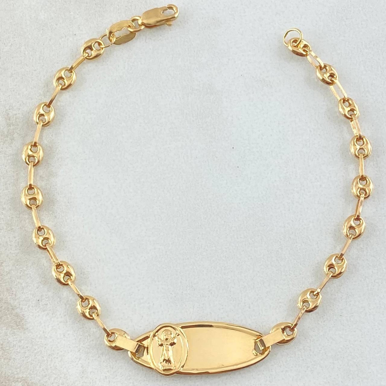 Baby Bracelet GC Oval Plate Divine Child 2gr / 6.1in / 18K Gold ©