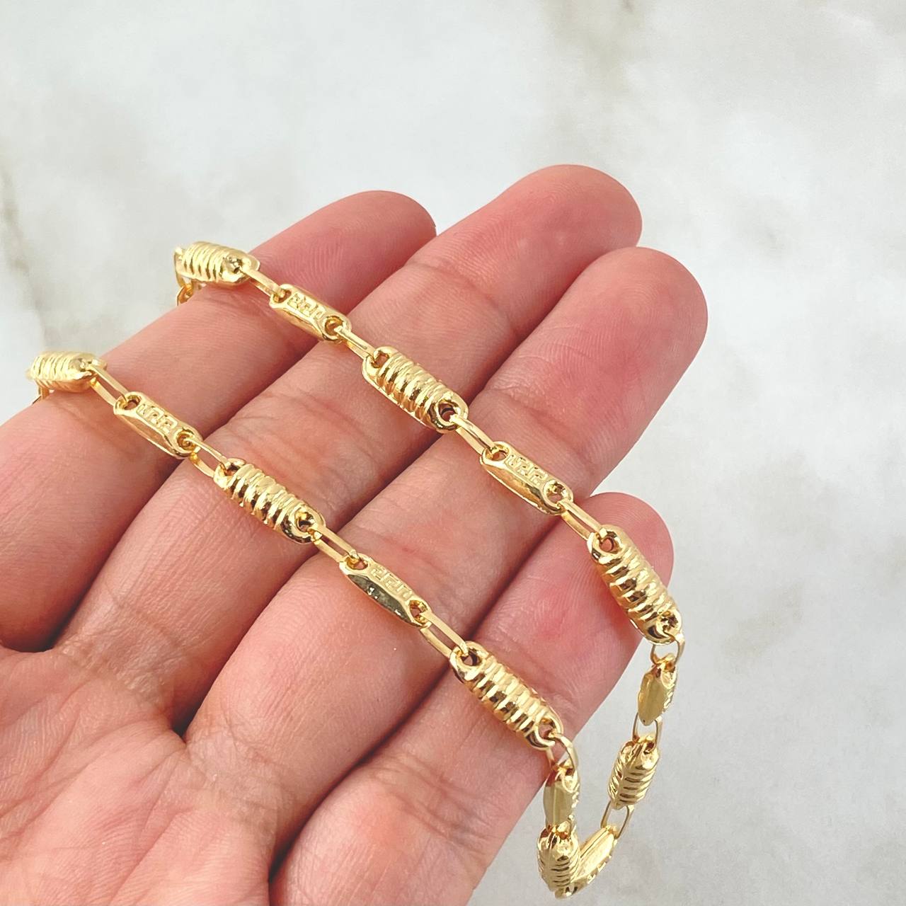 Rustic Tribal Chain Cylinders 11.8gr / 27.6in / 18K Gold +0$
