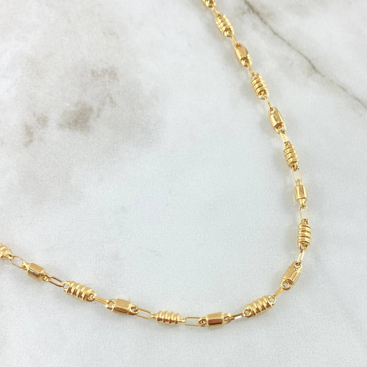 Rustic Cylinder Chain 8.8gr / 25.6in / 18K Gold ©