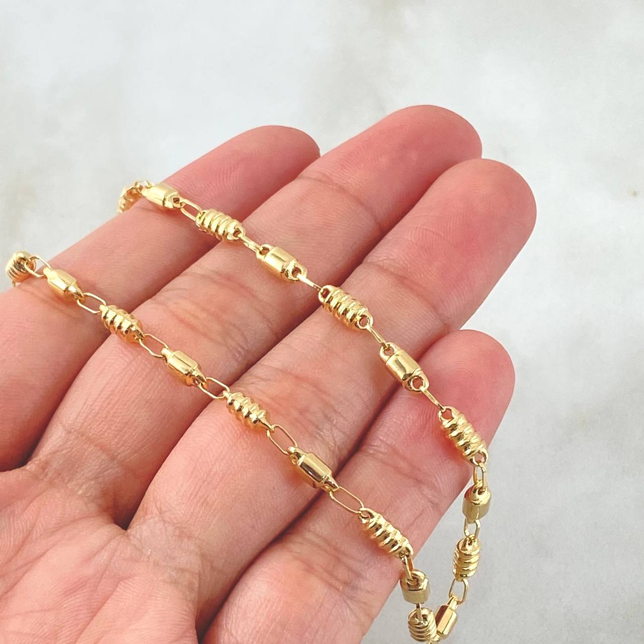 Rustic Cylinder Chain 8.8gr / 25.6in / 18K Gold ©