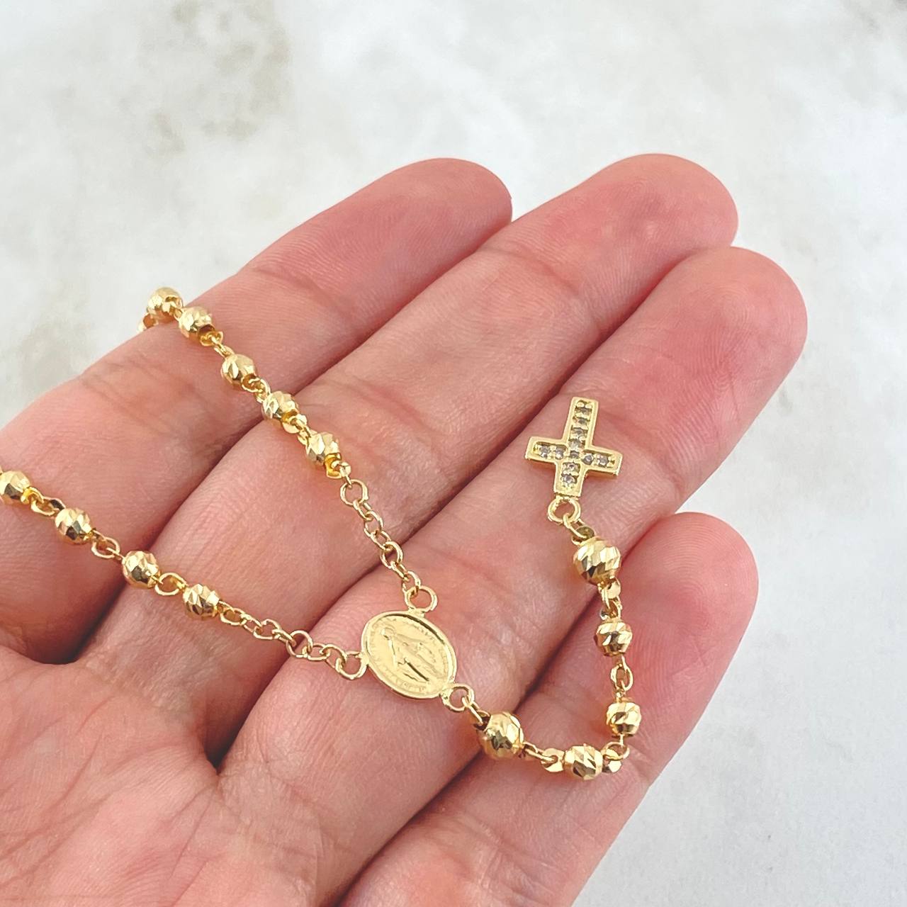 Latin Cross Rosary Miraculous 7.95gr / 21.7in / 18K Gold