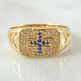 Cross Signet Ring 4.7gr / Size 9 1/4 / 18K Gold