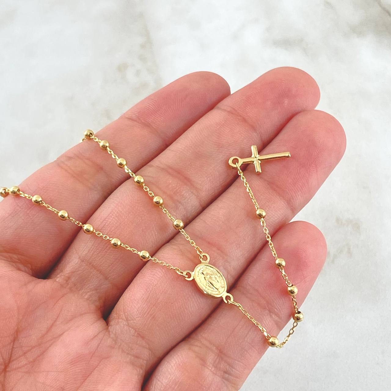 Miraculous Virgin Rosary 3.2gr / 17.7in / 18K Gold +4$