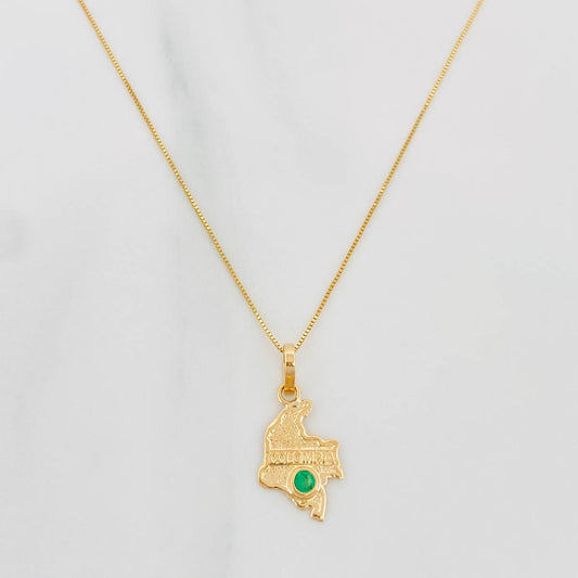 Set Cadena Veneciana + Dije Mapa Esmeralda 06Pts / 1.3 g / 19 3/4 in Oro Amarillo 18K