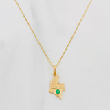Set Cadena Veneciana + Dije Mapa Esmeralda 05Pts / 1.5 g / 19 3/4 in Oro Amarillo 18K
