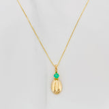 Set Cadena Veneciana + Dije Grano Cafe Esmeralda 08Pts / 1.35 g / 19 3/4 in Oro Amarillo 18K