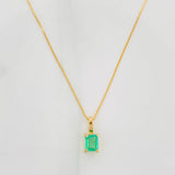 Set Cadena Veneciana + Dije Cuadrado Esmeralda 26Pts / 1.25 g / 17 3/4 in Oro Amarillo 18K