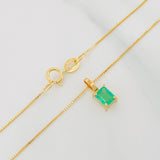 Set Cadena Veneciana + Dije Cuadrado Esmeralda 26Pts / 1.25 g / 17 3/4 in Oro Amarillo 18K