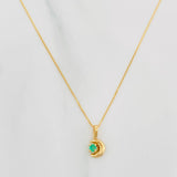 Set Cadena Veneciana + Dije Media Luna Esmeralda 03Pts / 1.25 g / 17 3/4 in Oro Amarillo 18K