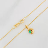 Set Cadena Veneciana + Dije Media Luna Esmeralda 03Pts / 1.25 g / 17 3/4 in Oro Amarillo 18K