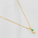 Set Cadena Veneciana + Dije Corazon Esmeralda 03Pts / 1.2 g / 17 3/4 in Oro Amarillo 18K