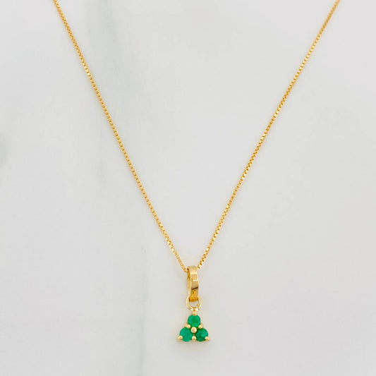 Set Cadena Veneciana + Dije Trebol Esmeralda 13Pts / 1.35 g / 17 3/4 in Oro Amarillo 18K