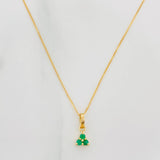 Set Cadena Veneciana + Dije Trebol Esmeralda 13Pts / 1.35 g / 17 3/4 in Oro Amarillo 18K