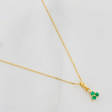 Set Cadena Veneciana + Dije Trebol Esmeralda 13Pts / 1.35 g / 17 3/4 in Oro Amarillo 18K