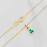Set Cadena Veneciana + Dije Trebol Esmeralda 13Pts / 1.35 g / 17 3/4 in Oro Amarillo 18K