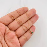 Set Cadena Veneciana + Dije Trebol Esmeralda 10Pts / 1.25 g / 17 3/4 in Oro Amarillo 18K