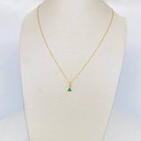 Set Cadena Veneciana + Dije Flor Esmeralda 10 Pts / 1.3 g / 17 3/4 in Oro Amarillo 18K