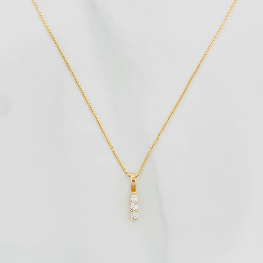 Set Cadena Veneciana + Dije Trio Lineal Diamantes 06Pts / 1.3 g / 17 3/4 in Oro Amarillo 18K