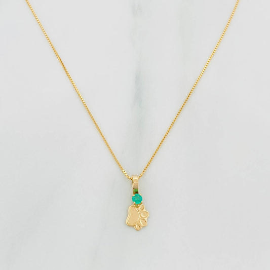 Set Cadena Veneciana + Dije Huella Esmeralda 03Pts / 1.15 g / 17 3/4 in Oro Amarillo 18K